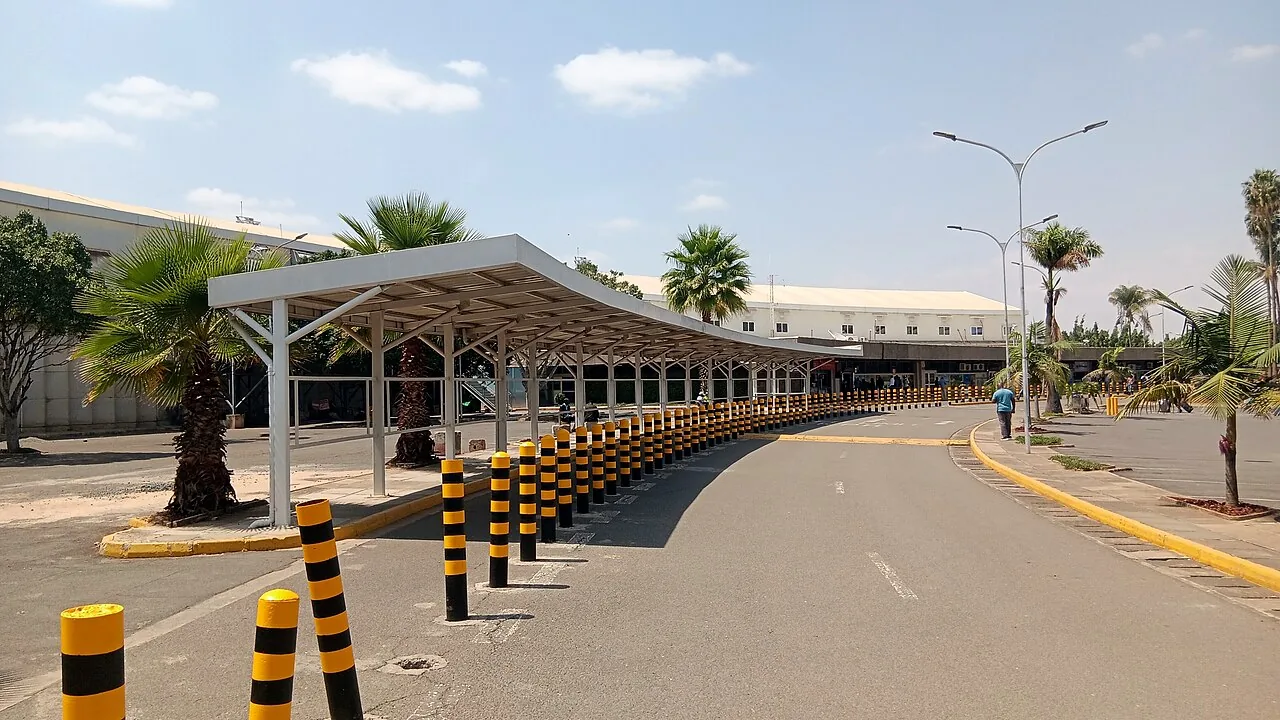 The terminal building at Jomo Kenyatta International Airport, Nairobi, Kenya.