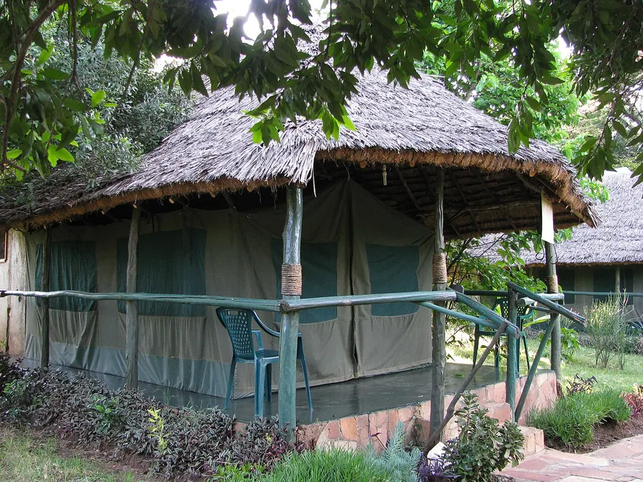 A guest tent at Ol Moran tented camp, Kenya.
