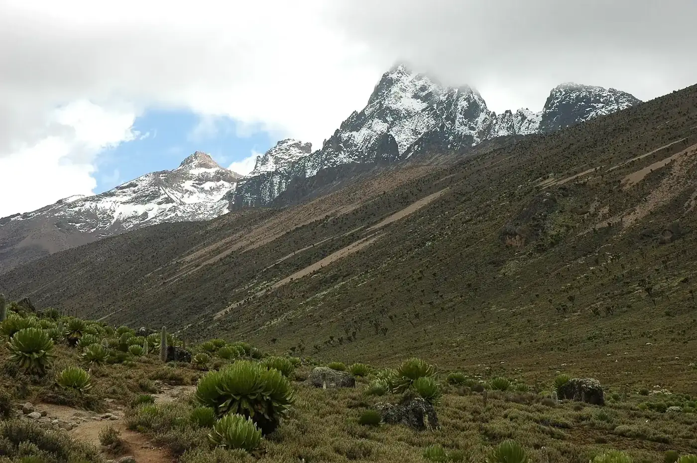 The rocky peaks of Mount Kenya.